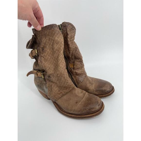 A.S. 98 Distressed Brown Leather Combat Boots 39 - Picture 2 of 16